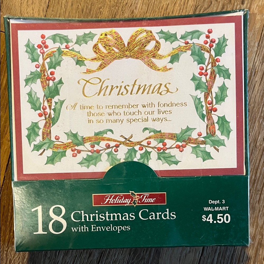 Holiday Time Christmas Cards - Green, Gold, and Red